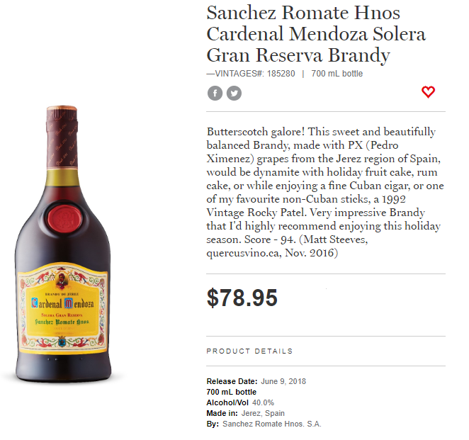 SanchezRomateHnosCardenalMendozaSoleraGranReservaBrandy
